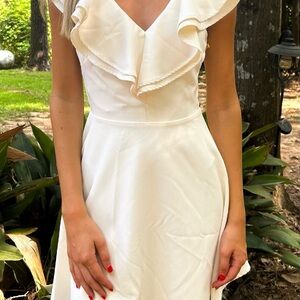 Lulu's Divine Darling White Ruffled Skater Dress